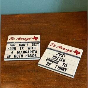 El Arroyo's Coasters Set of 2 Austin Texas Funny Drinking Margaritas Humor